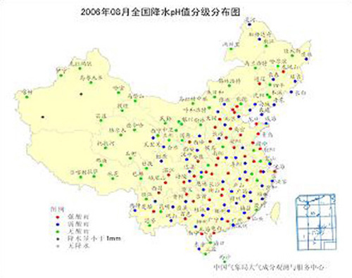 今年8月酸雨污染严重对农业及生态环境有较大